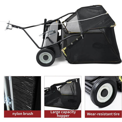 42" Tow Behind Lawn Sweeper Leaf Collector Sweeper for Lawn
