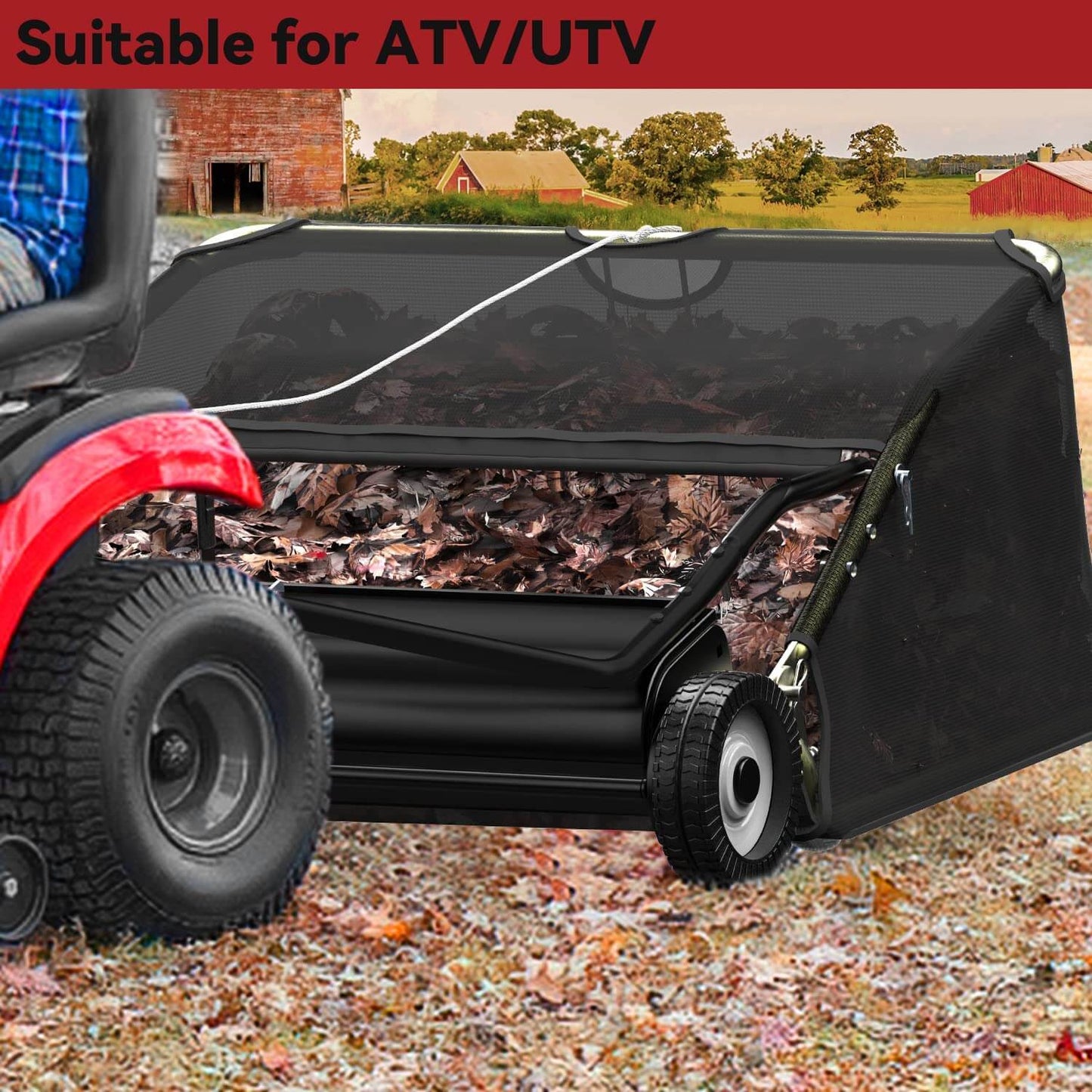 42" Tow Behind Lawn Sweeper Leaf Collector Sweeper for Lawn