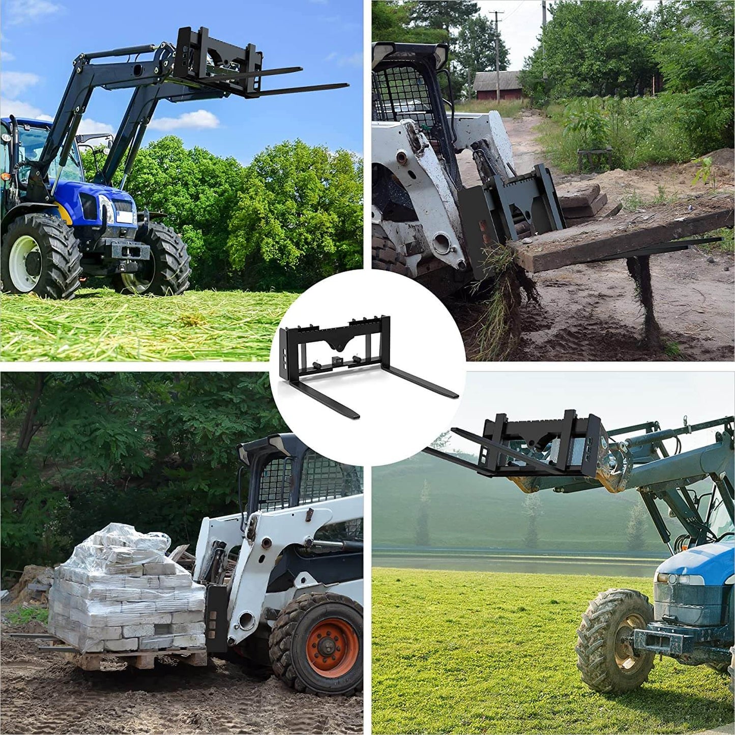 48" Quick Attach Pallet Forks W/Receiver Hitch & Spear Sleeves