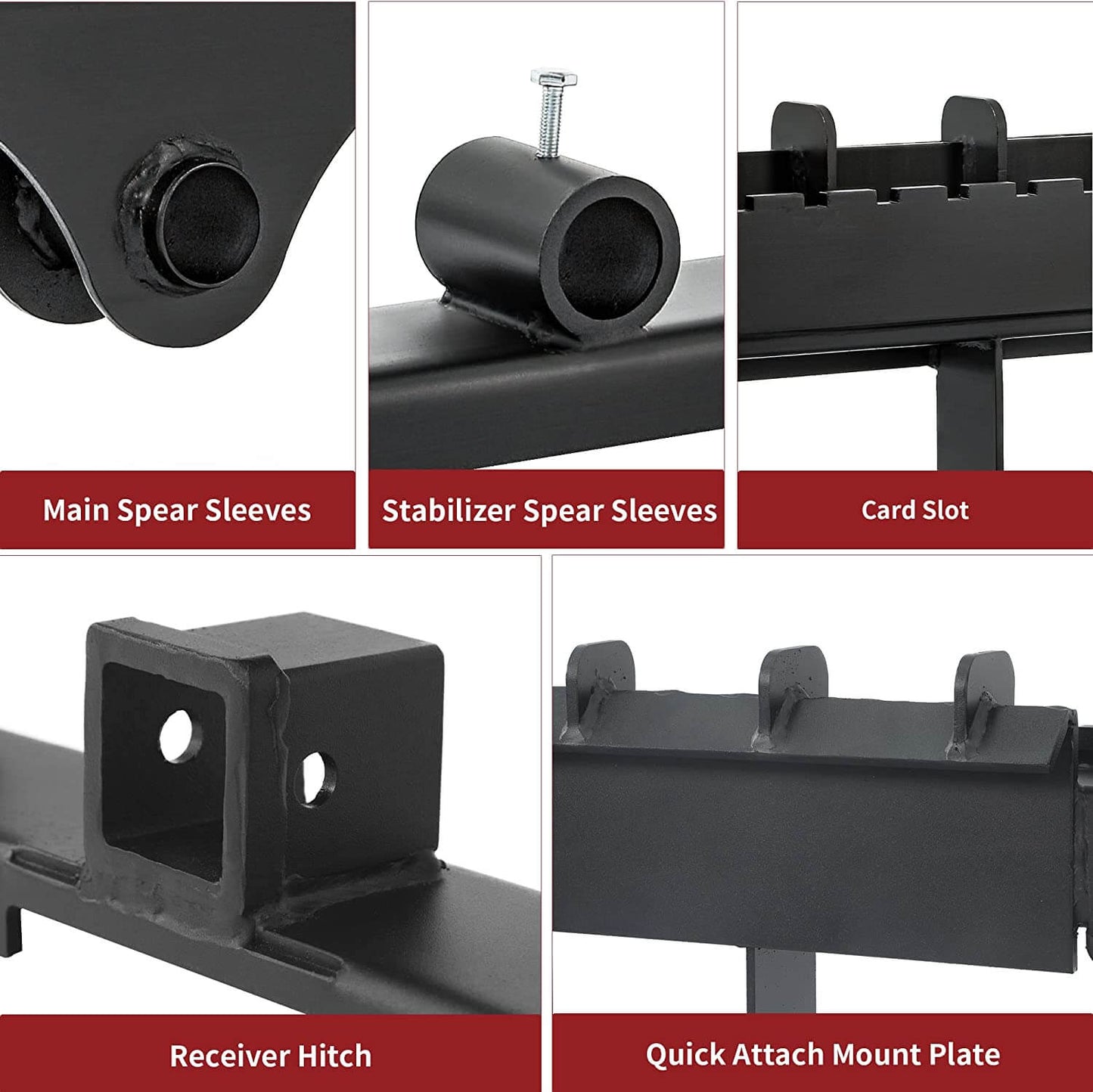 48" Quick Attach Pallet Forks W/Receiver Hitch & Spear Sleeves