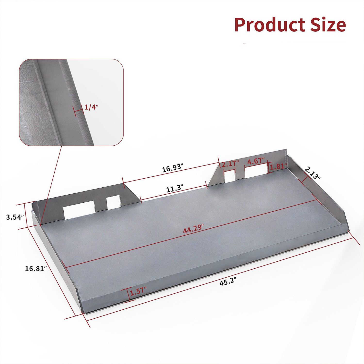 1/4” Universal Thick Mount Plate Fits Kubota and Bobcat