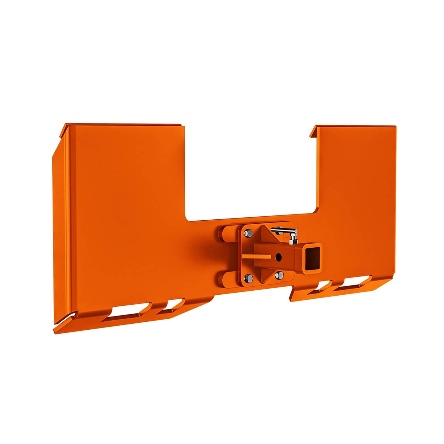 Skid Steer 3/8" Thick Mount Plate with 2" Removable Trailer Hitch Receiver, Orange