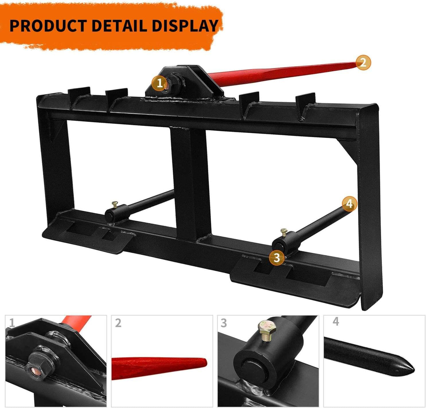 Hay Spear Quick Attach Spike Fork Tine Attachment