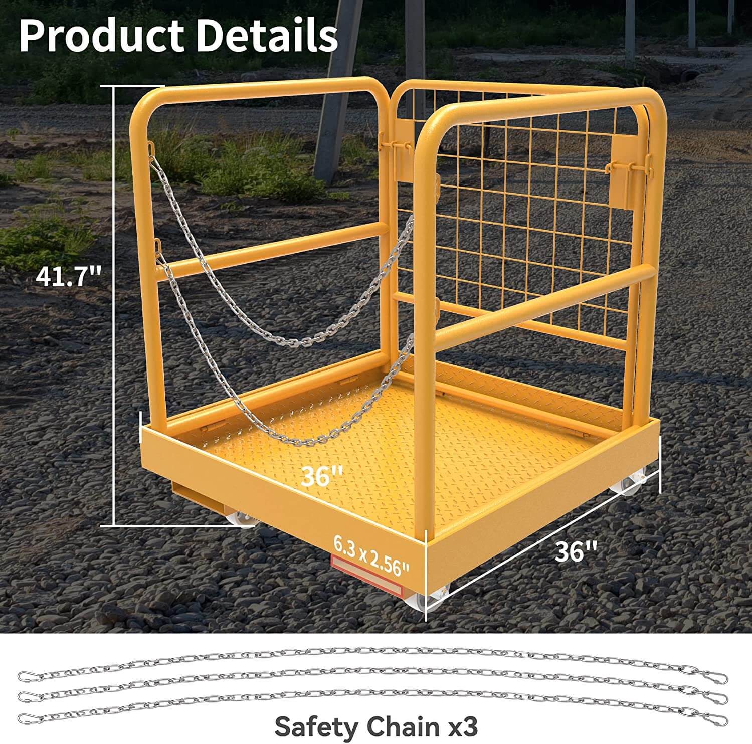 Forklift Work Platform W/ 4 Universal Wheels Aerial Safety Cage