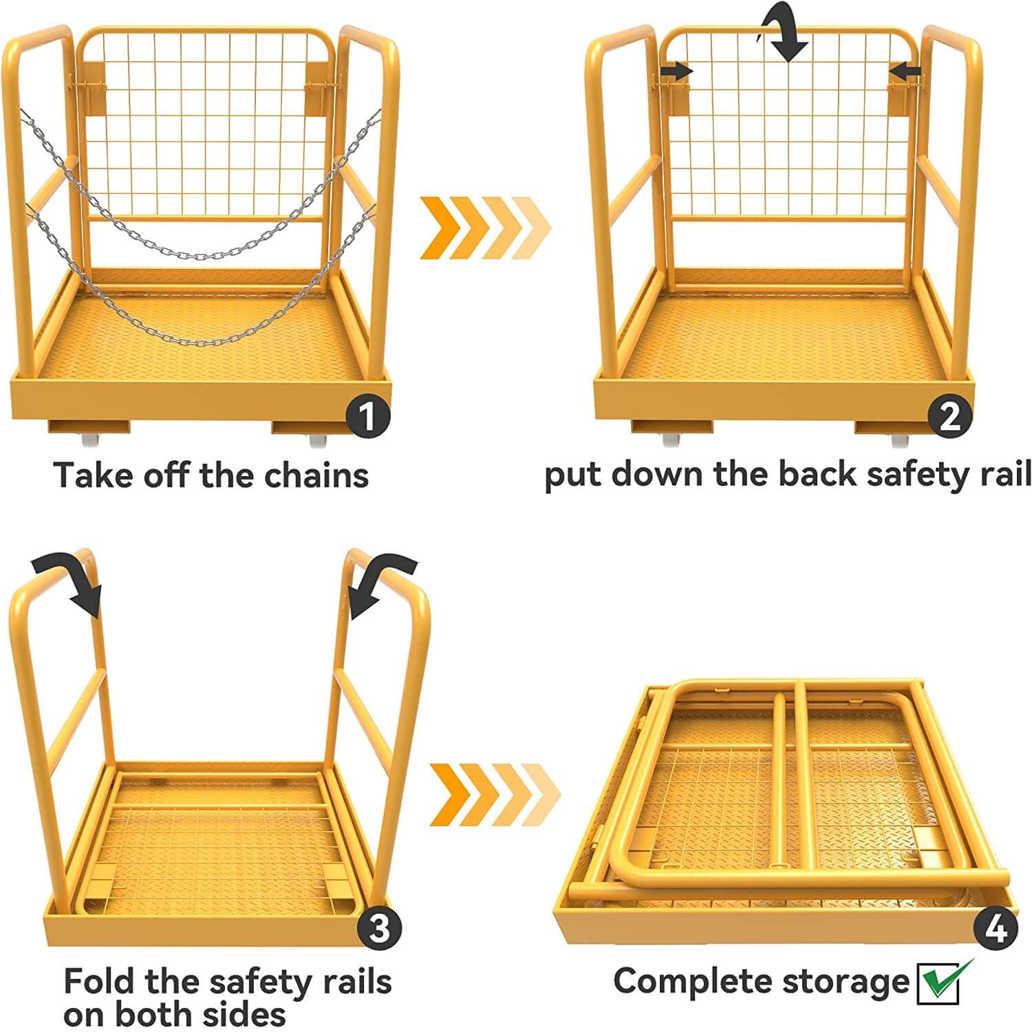 Forklift Work Platform W/ 4 Universal Wheels Aerial Safety Cage