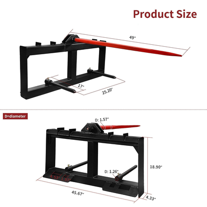 Hay Spear Quick Attach Spike Fork Tine Attachment