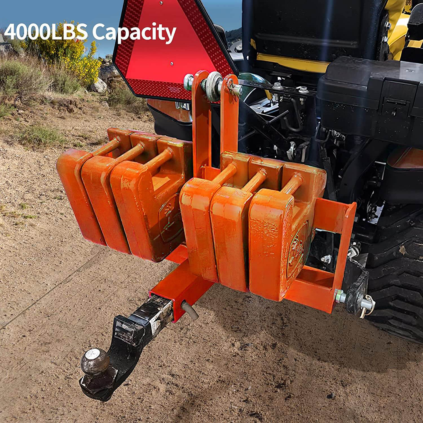 Orange 3 Point Hitch Receiver for Category 1, 2" Receiver Tractor Drawbar Attachments