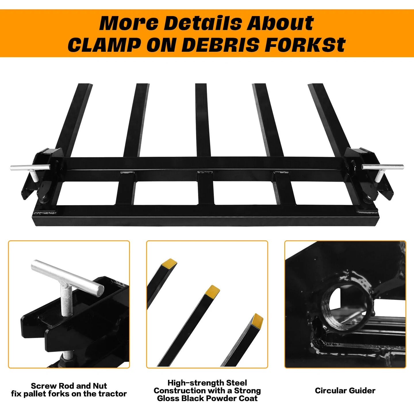 42" Clamp on Debris Fork for Bucket 2500lbs