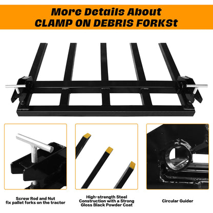 42" Clamp on Debris Fork for Bucket 2500lbs