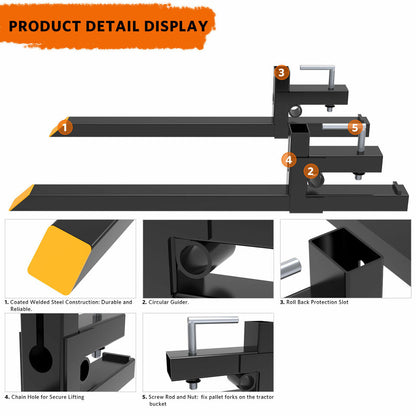 43" LIGHT-DUTY CLAMP-ON PALLET FORKS 2,000 LB CAPACITY