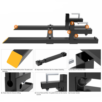 60" HEAVY-DUTY CLAMP-ON PALLET FORKS, 2,000 LB CAPACITY