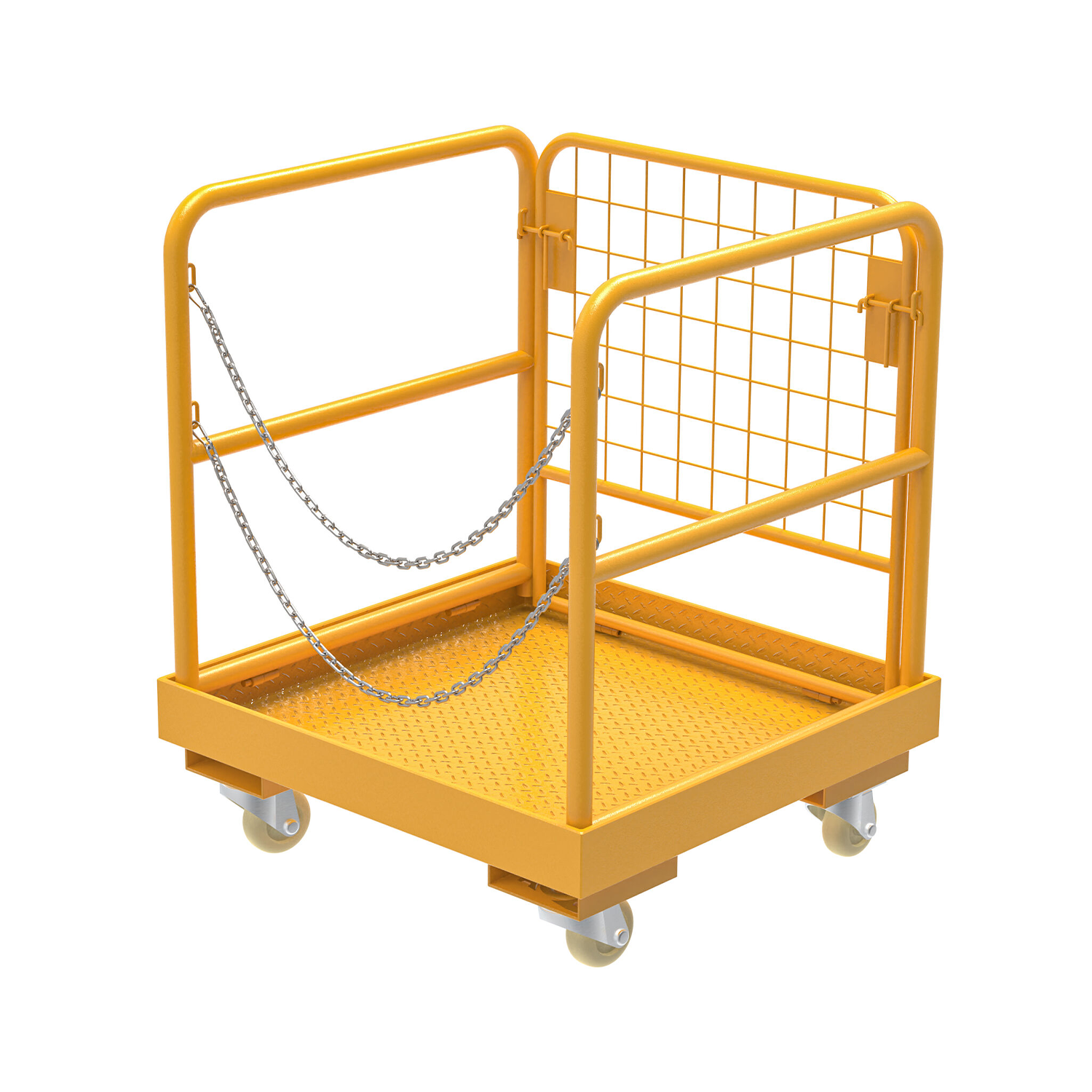 Forklift Work Platform W/ 4 Universal Wheels Aerial Safety Cage